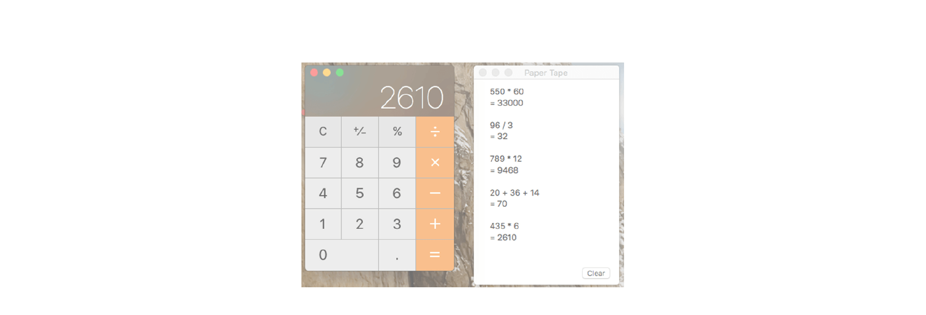 How to show a paper tape for the Mac Calculator app