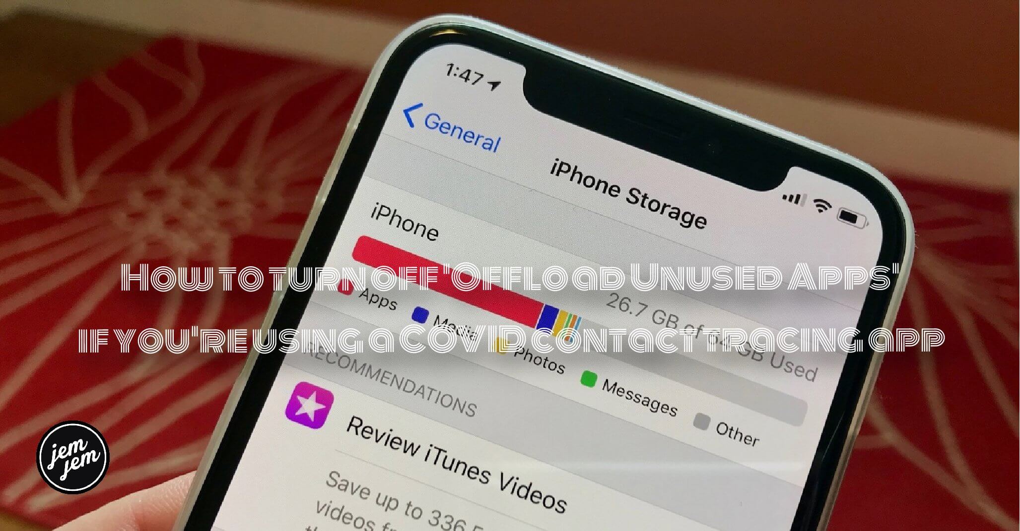 How to turn off 'Offload Unused Apps' if you're using a COVID contact tracing app