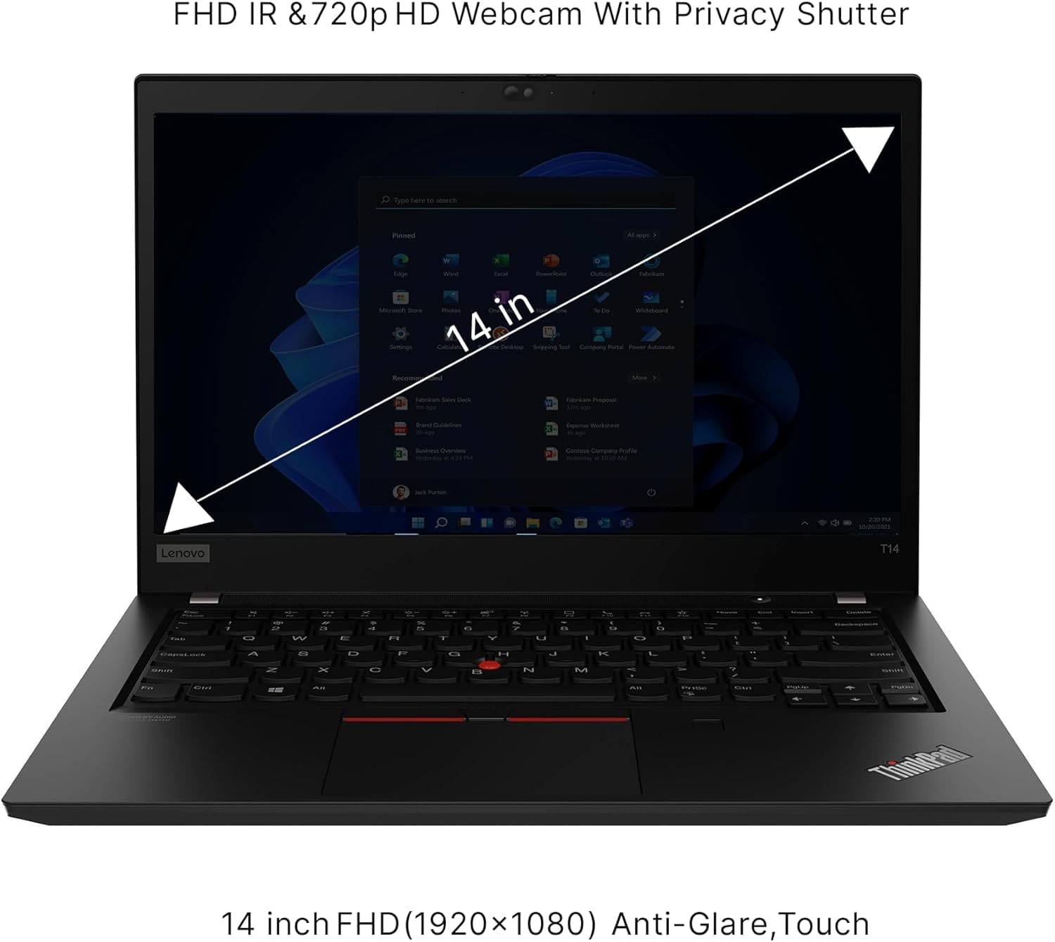 Refurbished Lenovo ThinkPad T14 Gen 2: 14", Intel Core i7-1185G7 (11th Gen), 16GB RAM, 256GB SSD (Manufacturer Refurbished)