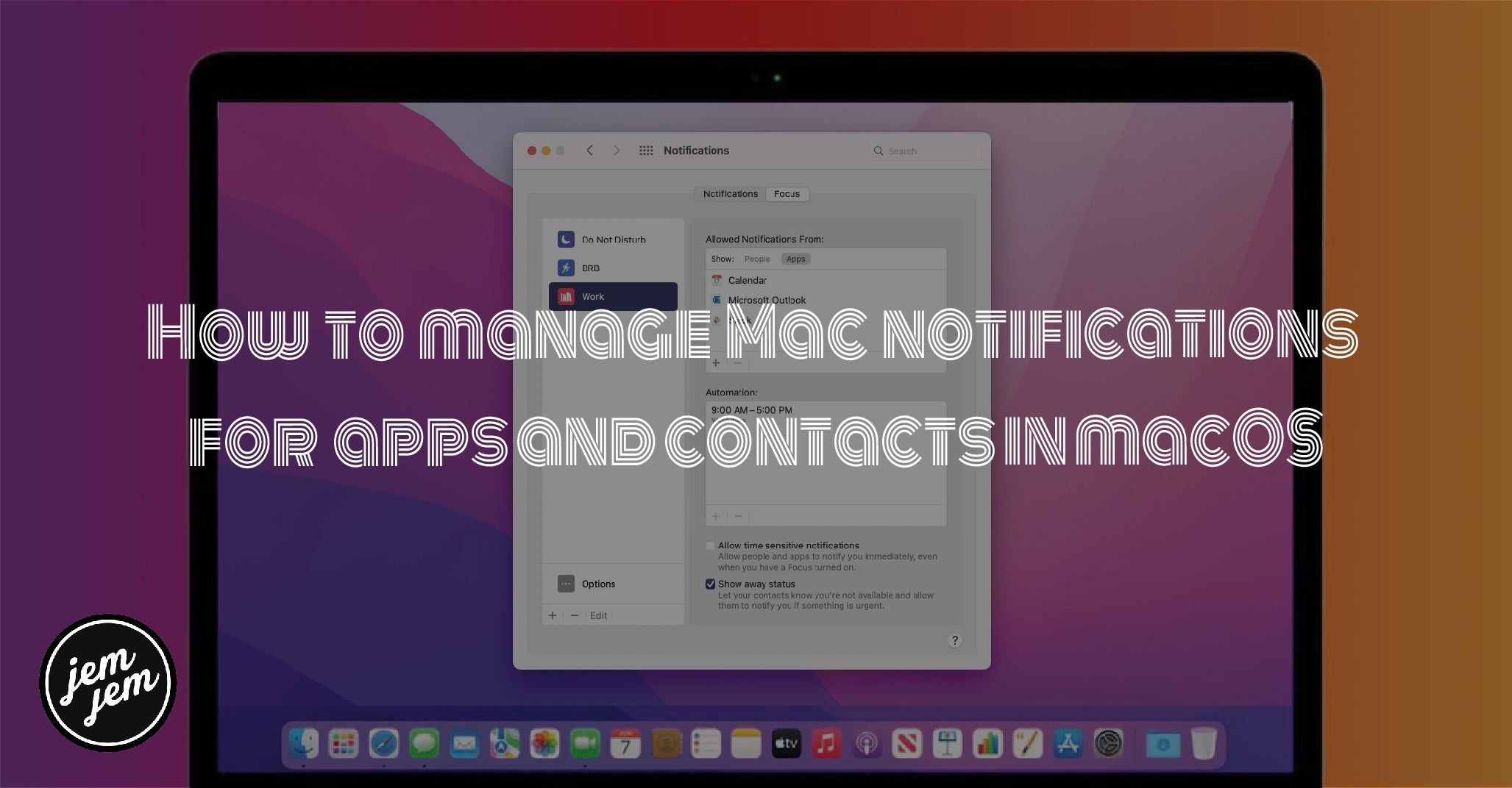 How to manage Mac notifications for  apps and contacts in macOS