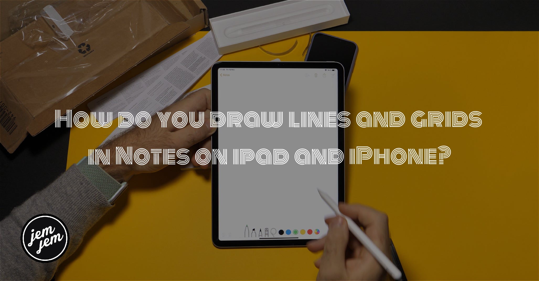 How do you draw lines and grids  in Notes on ipad and iPhone?