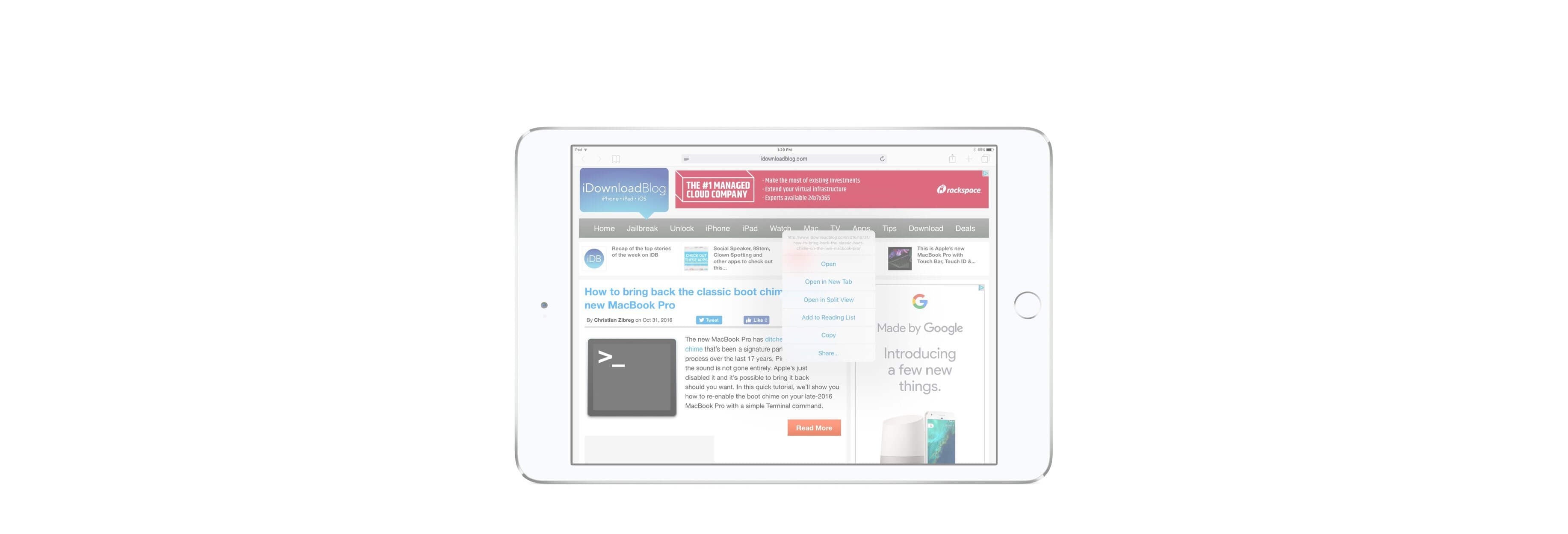 How to show two Safari windows  side by side using Split View on the iPad