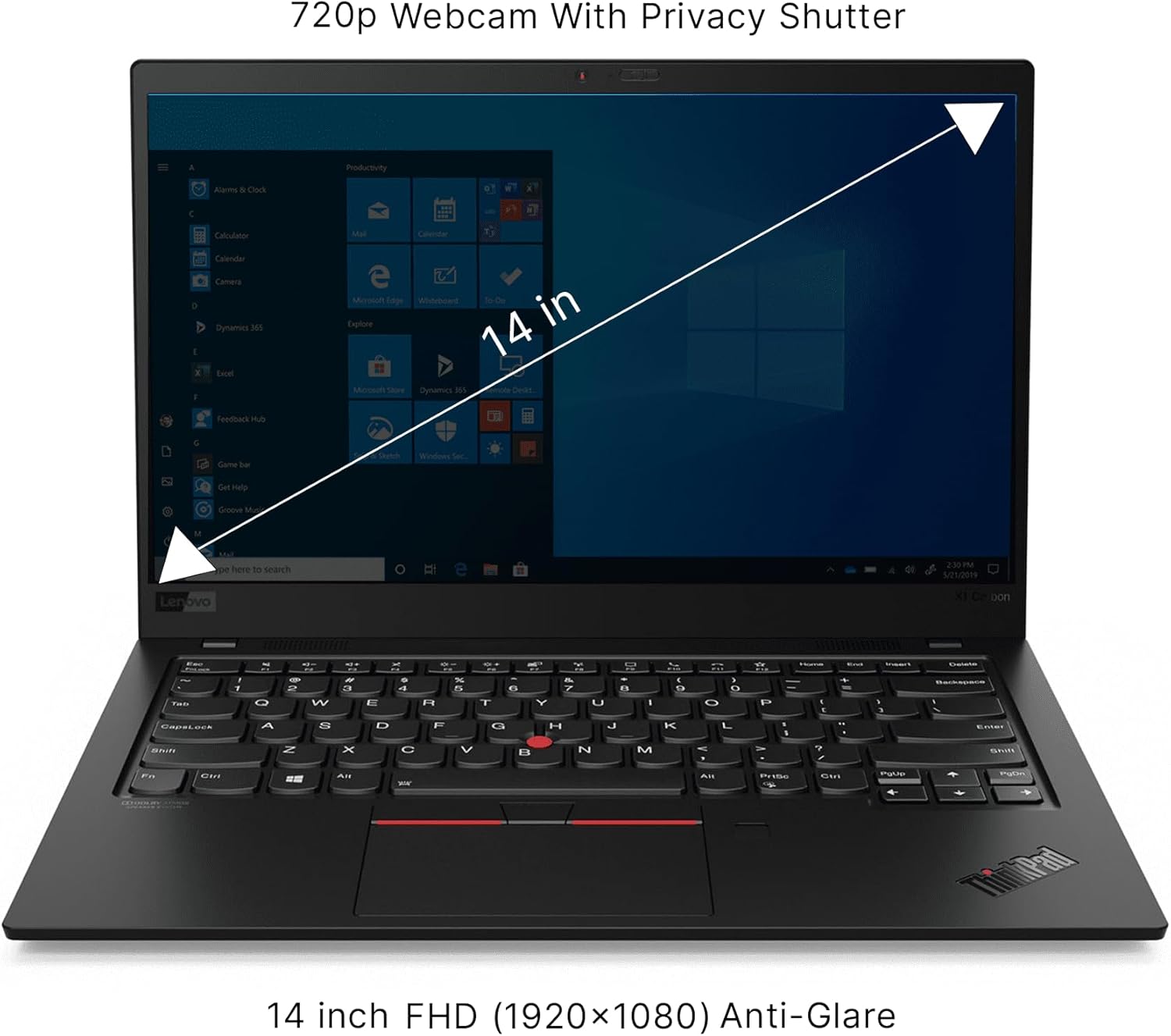 Refurbished Lenovo ThinkPad X1 Carbon Gen 8: 14", Intel Core i7-10510U, 16GB RAM, 256GB SSD (Manufacturer Refurbished)
