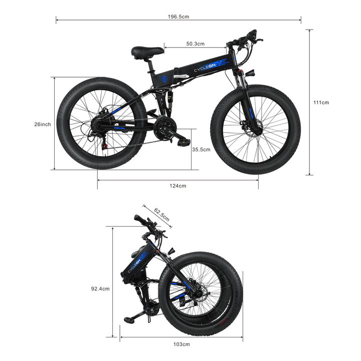CycleOn - The Valley Ride 26" Fat Tire Foldable Electric Bicycle-Brand New